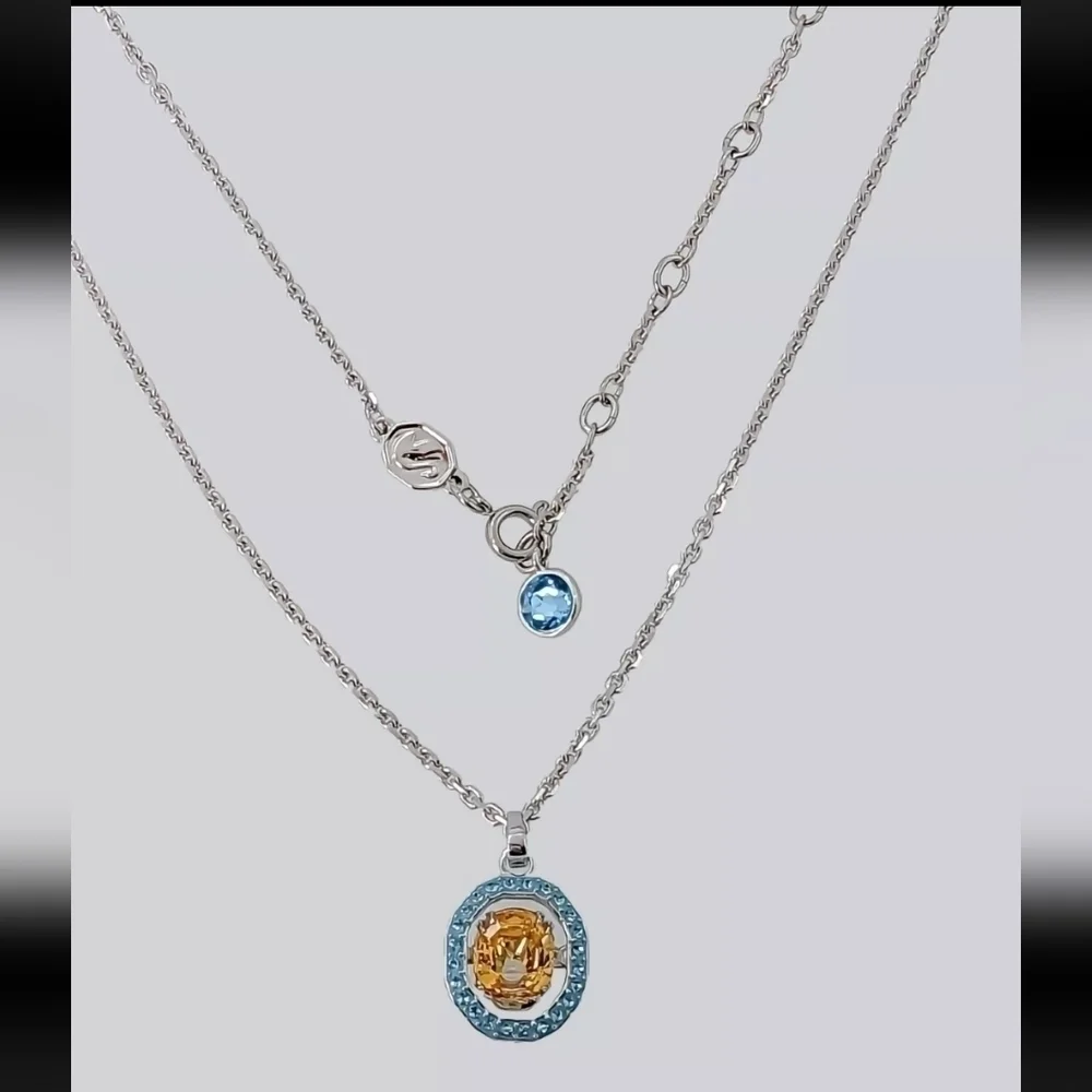 NWB 100% Authentic Swarovski Blue Yellow Crystal Chroma Pendant Necklace